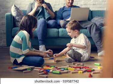 Caucasian Family Bonding Kids Playing