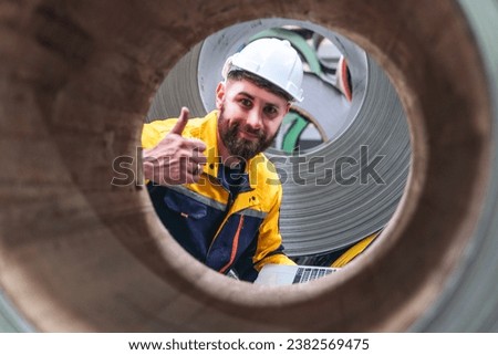 Similar – Image, Stock Photo A happy miner inside a mine in Cerro de Paso