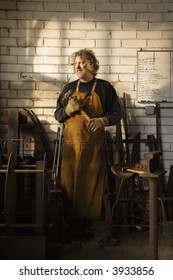 Caucasian Male Metalsmith Portrait.