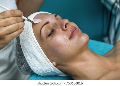 Caucasian woman relaxing in a spa bed and enjoying the treatment.