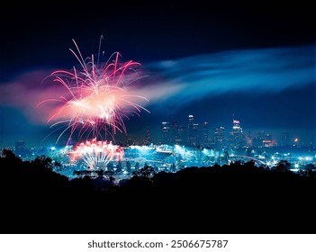 I caught this breathtaking fireworks display over downtown Los Angeles. The city skyline was bathed in a kaleidoscope of colors as the explosions lit up the night sky. - Powered by Shutterstock