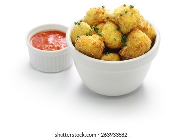 Cauliflower Bites, Vegetarian Food On White Background