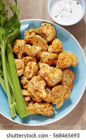 Cauliflower Buffalo Wings With Blue Cheese Dip