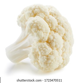 Cauliflower clipping path. Organic fresh cauliflower isolated on white. Full depth of field