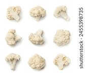 Cauliflower collection isolated on white background