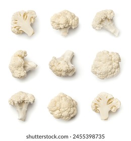 Cauliflower collection isolated on white background