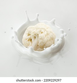 Cauliflower Falls Into Milk, Yoghurt, Sour Cream, Splash