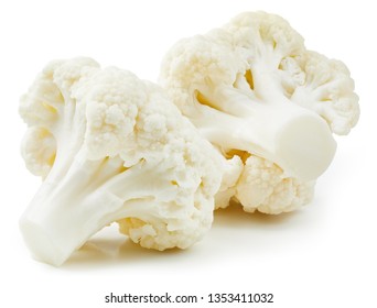 Cauliflower isolated on white background. Ripe fresh cauliflower Clipping Path