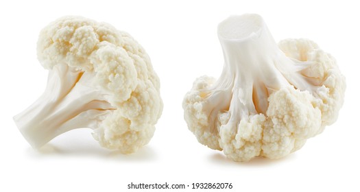 Cauliflower isolated on white background. Cauliflower clipping path. Cauliflower set vegetable