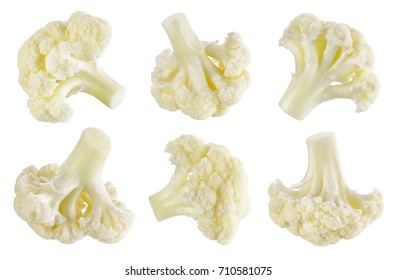 Cauliflower isolated on white. Cauliflower macro. Collection. With clipping path.
