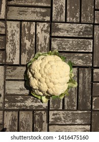 Cauliflower On The Board, Healthy, Organic From The Local Market. For Printed Matter.