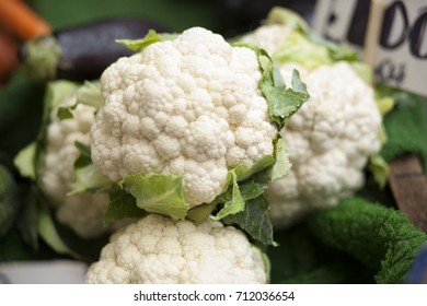 cauliflower on market stall 