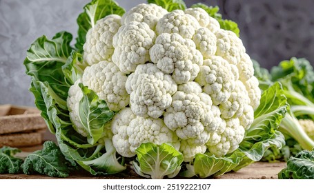 Cauliflower vegetable in store close view