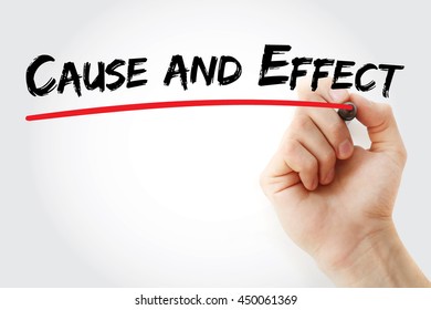 Cause and Effect - relationship between events or things, where one is the result of the other or others, text concept with marker