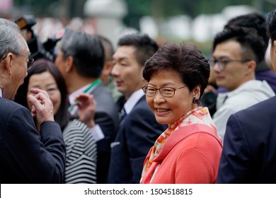 Causeway Bay, Hong Kong - 15 March 2019: Chief Executive, Carrie Lam Attended The Hong Kong Flower Show.