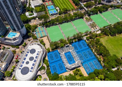 Causeway Bay, Hong Kong 15 July 2020: Top Down View Of Victoria Park 