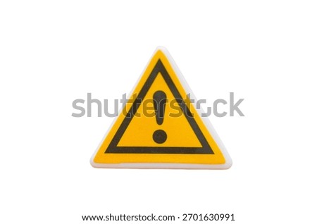 Caution! Exclamation Mark Sign: A simple, bold graphic of a yellow triangular warning sign, indicating a general hazard, important notice, or potential risk.