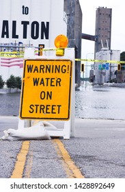 Caution Flooding Sign In Alton Illinois 