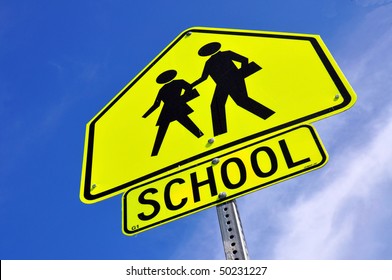 Caution School Crossing Sign