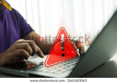 Caution sign data unlocking hackers. Malicious software, virus and cybercrime, System warning hacked alert, data breach, risk of website. Compromised information concept.