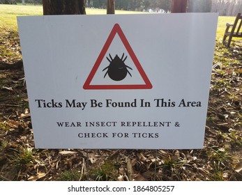 caution ticks may be found in this area sign