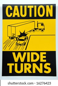 Brady 143910 VinylCaution Wide Right Turns Sign 10 Height x 14 Width Black/Red/Yellow on White 