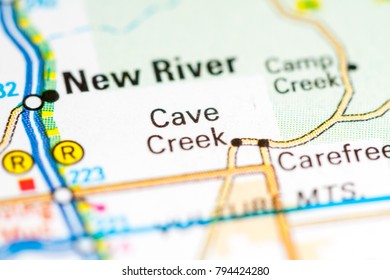 Cave Creek. Arizona. USA On A Map