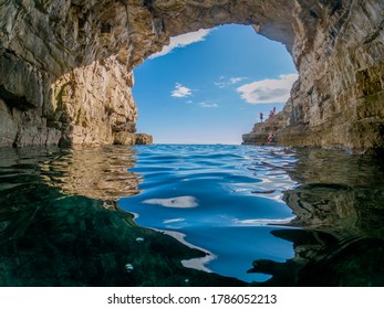 Cave at Galebove Stijene beach, Pula, Istria region, Croatia
