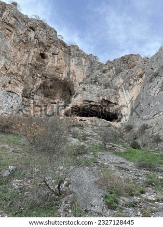 cave located in a high mountain. hole stone. rock