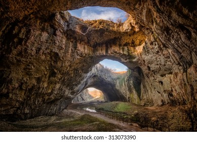 The cave. Magnificent view of the Devetaki cave, Bulgaria