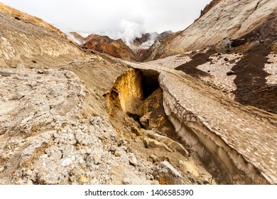 Cave Near Active Volcano Mutnovsky, Kamchatka, Russia