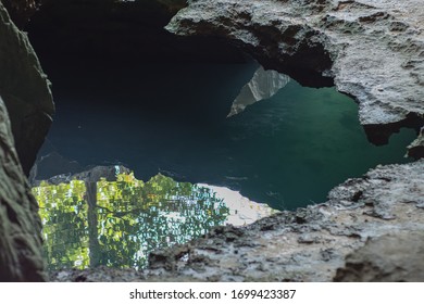 Cave On Black Beach In Palawan, Philipines