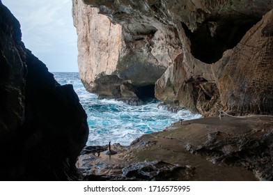 Cave On A Sea Cliff Overlooking The Sea