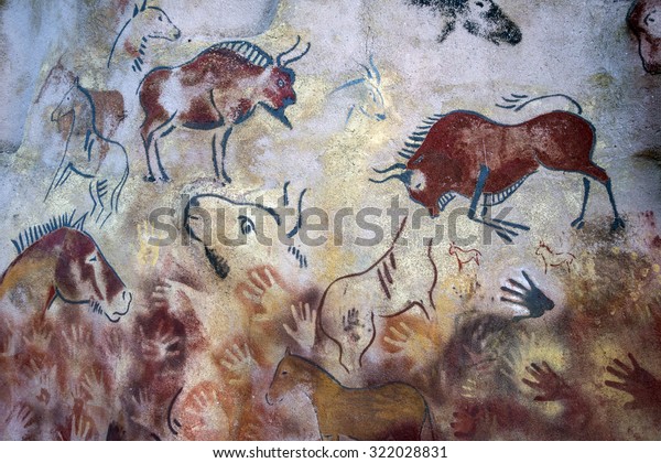 CAVE PAINTINGS\
, ROCK PAINTINGS , bisons painted on a rock , bisons painted on a\
cave, horses painted on a rock, horses ,hands ,buffalos painted on\
a cave and on a rock