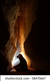 Cave Passage With A Caver