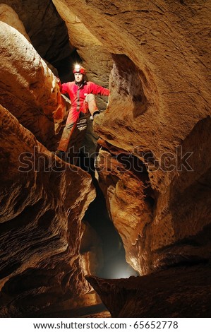 Cave passage with caver