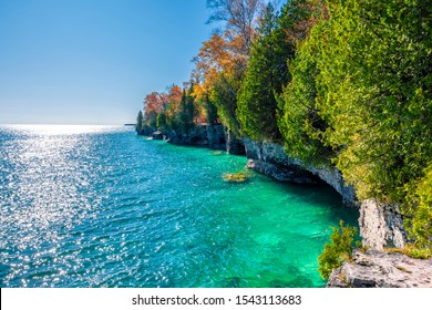 Cave Point Country Park At Door County In Wisconsin