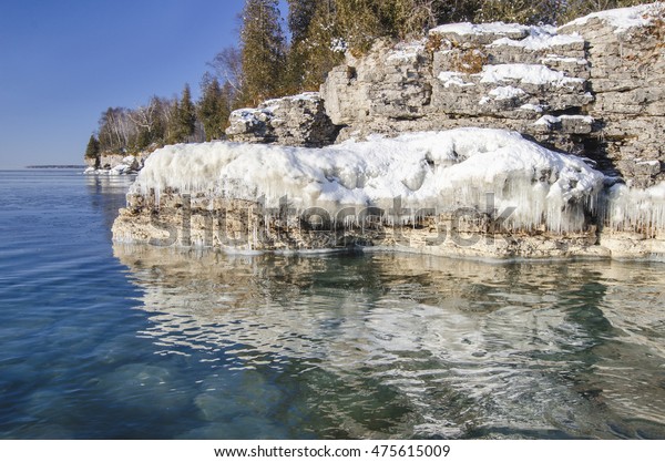 Cave Point Limestone Shore Sports Light Stock Photo Edit