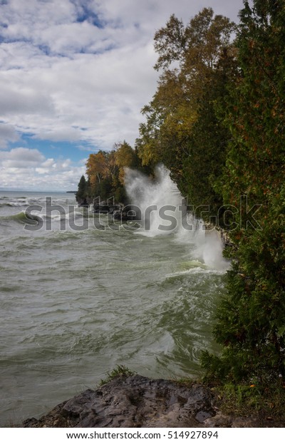 Cave Point Waves Door County Wisconsin Stock Photo Edit Now