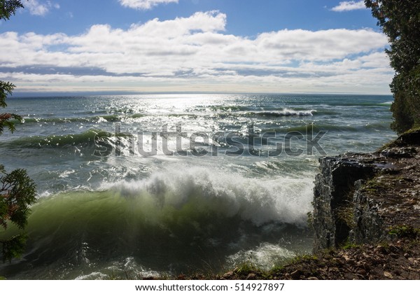 Cave Point Waves Door County Wisconsin Stock Photo Edit Now