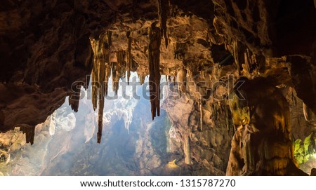 Cave stalactites, stalagmites