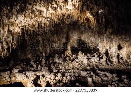 Cave stalactites and stalagmites in Carlsbad Cavern National Park, New Mexico