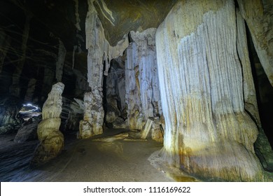 Cave in Thailand ,Stalactites and stalagmites in Tham Phu Wai in Uthai thani province