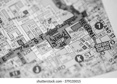 Cavendish Square. London, UK Map.