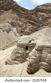 caves of the Dead Sea Scrolls in Qumran National Park, Israel.