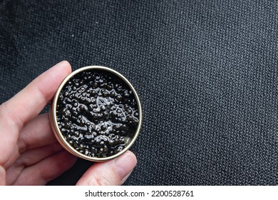 Caviar Black Seafood Sturgeon Fish Beluga, Stellate Sturgeon Fresh Healthy Meal Food Snack On The Table Copy Space Food Background 