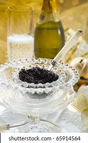 Caviar And Champagne Over Luxury Table