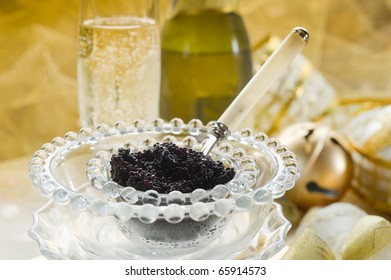 Caviar And Champagne Over Luxury Table