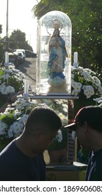 Cavite, Philippines - 08 Dec 2019: People Carrying The Statue Of Virgin Marry On The Feast Of Immaculate Conception