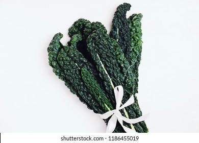 Cavolo Nero Salad Leaves. Dark Leafy Greens. Kale Isolated